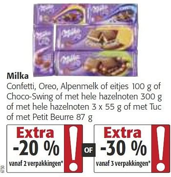 Promoties Milka confetti, oreo, alpenmelk of eitjes - Milka - Geldig van 26/02/2014 tot 11/03/2014 bij Colruyt