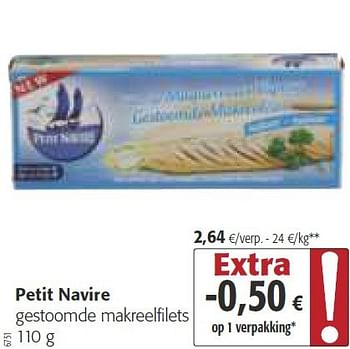 Promoties Petit navire gestoomde makreelfilets - Huismerk - Colruyt - Geldig van 26/02/2014 tot 11/03/2014 bij Colruyt