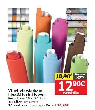 Promoties Vinyl vliesbehang flex+flash flower - Huismerk - BricoPlanit - Geldig van 26/02/2014 tot 17/03/2014 bij BricoPlanit
