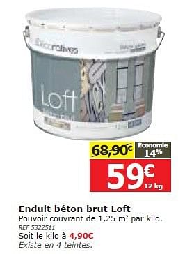Promotions Enduit béton brut loft - Produit maison - BricoPlanit - Valide de 26/02/2014 à 17/03/2014 chez BricoPlanit
