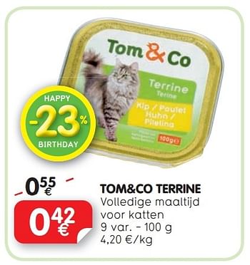 Promoties Tom+co terrine volledige maaltijd voor katten - Huismerk - Tom & Co - Geldig van 27/02/2014 tot 12/03/2014 bij Tom&Co
