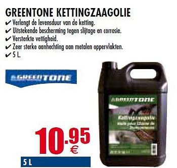 Promotions Greentone kettingzaagolie - Greentone - Valide de 27/02/2014 à 26/03/2014 chez Orga