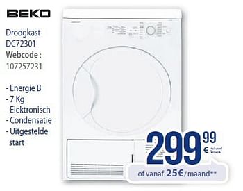 Promoties Beko droogkast dc72301 - Beko - Geldig van 01/03/2014 tot 31/03/2014 bij Eldi