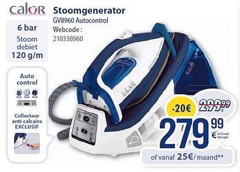 Promoties Calor stoomgenerator gv8960 autocontrol - Calor - Geldig van 01/03/2014 tot 31/03/2014 bij Eldi