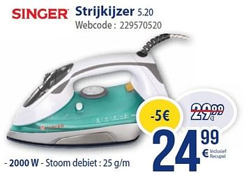 Promoties Singer strijkijzer 5.20 - Singer - Geldig van 01/03/2014 tot 31/03/2014 bij Eldi