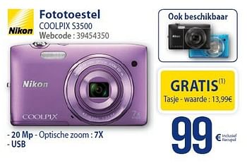 Promoties Nikon fototoestel coolpix s3500 - Nikon - Geldig van 01/03/2014 tot 31/03/2014 bij Eldi