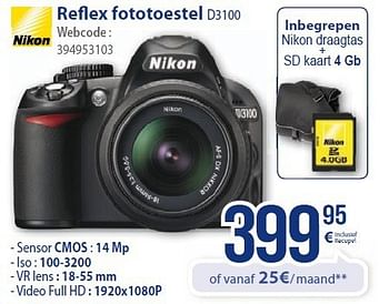 Promoties Nikon reflex fototoestel d3100 - Nikon - Geldig van 01/03/2014 tot 31/03/2014 bij Eldi
