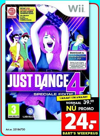 Promoties Just dance 4 - Ubisoft - Geldig van 01/03/2014 tot 09/03/2014 bij Bart Smit