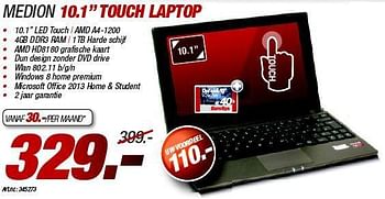 Promoties Medion touch laptop - Medion - Geldig van 01/03/2014 tot 17/04/2014 bij Auva