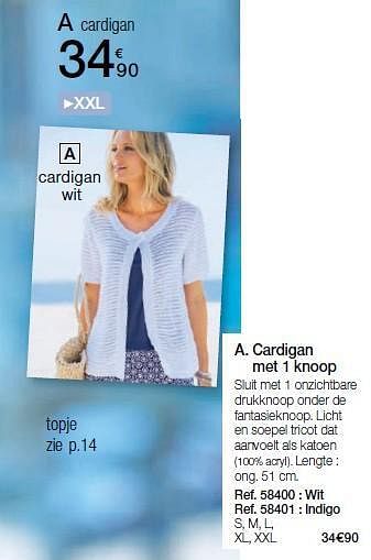 Promoties Cardigan - Huismerk - Damart - Geldig van 01/03/2014 tot 30/06/2014 bij Damart