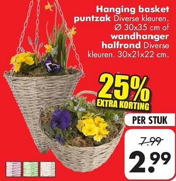 Promotions Hanging basket puntzak - Produit Maison - Big Bazar - Valide de 03/03/2014 à 16/03/2014 chez Big Bazar