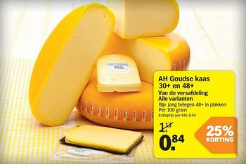 Promoties Ah goudse kaas 30+ en 48+ jong belegen - Huismerk - Albert Heijn - Geldig van 03/03/2014 tot 09/03/2014 bij Albert Heijn