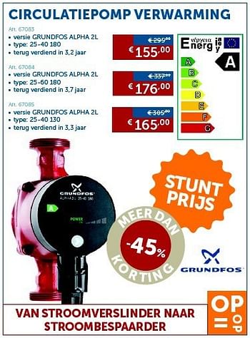Promoties Circulatiepomp verwarming - Grundfos - Geldig van 04/03/2014 tot 07/04/2014 bij Zelfbouwmarkt