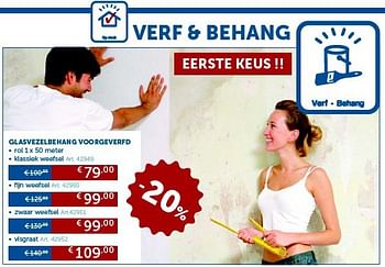 Promoties Glasvezelbehang voorgeverfd - Huismerk - Zelfbouwmarkt - Geldig van 04/03/2014 tot 07/04/2014 bij Zelfbouwmarkt