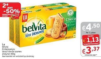 Promoties Lu belvita ontbijtkoekjes - Lu - Geldig van 04/03/2014 tot 09/03/2014 bij Intermarche