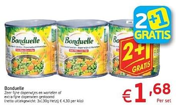 Promotions Bonduelle zeer fijne doperwtjes en wortelen - Bonduelle - Valide de 04/03/2014 à 09/03/2014 chez Intermarche
