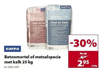 Promotions Betonmortel of metselspecie met kalk - Produit maison - Gamma - Valide de 05/03/2014 à 10/03/2014 chez Gamma