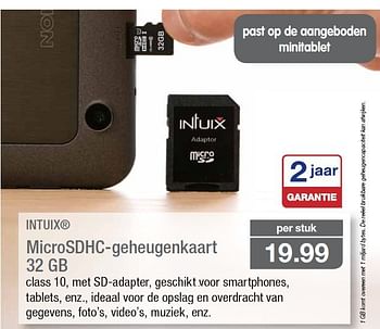 Promoties Intuix microsdhc-geheugenkaart 32 gb - Intuix - Geldig van 05/03/2014 tot 11/03/2014 bij Aldi