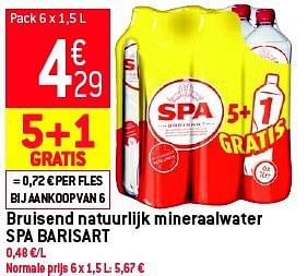 Promoties Bruisend natuurlijk mineraalwater spa barisart - Spa - Geldig van 05/03/2014 tot 11/03/2014 bij Match