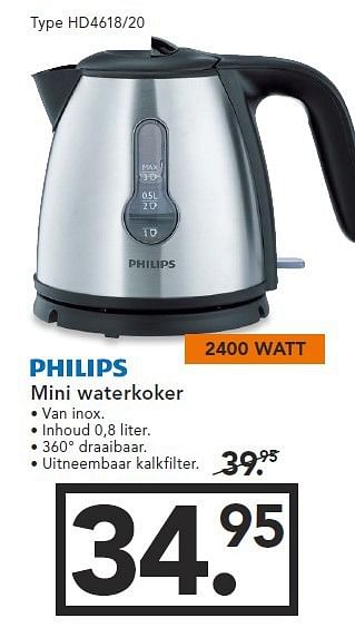 Kakadu draagbaar Kwaadaardige tumor Philips Philips mini waterkoker hd4618-20 - Promotie bij Blokker