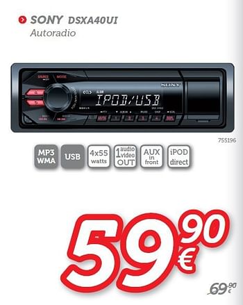 Promoties Sony dsxa40ui autoradio - Sony - Geldig van 20/03/2014 tot 19/04/2014 bij Auto 5