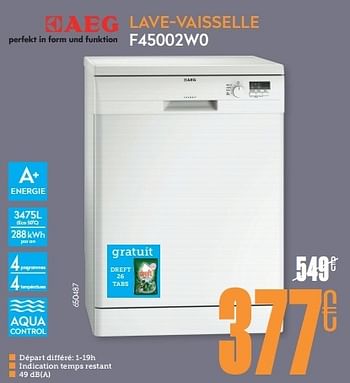 Promotions Aeg lave-vaisselle f45002w0 - AEG - Valide de 24/03/2014 à 24/04/2014 chez Krefel