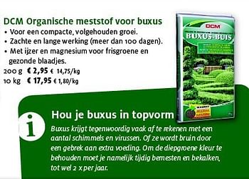 Promoties Dcm organische meststof voor buxus - DCM - Geldig van 25/03/2014 tot 05/04/2014 bij Aveve