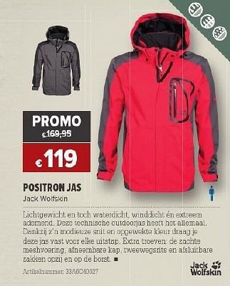 Promotions Positron jas - Jack Wolfskin - Valide de 26/03/2014 à 14/04/2014 chez A.S.Adventure