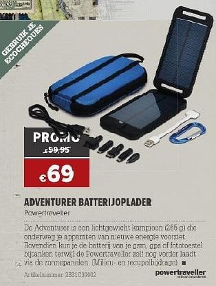Promoties Adventurer batterijoplader - Powertraveller - Geldig van 26/03/2014 tot 14/04/2014 bij A.S.Adventure