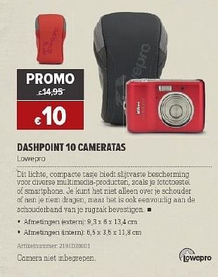 Promoties Dashpoint 10 cameratas - Lowepro - Geldig van 26/03/2014 tot 14/04/2014 bij A.S.Adventure