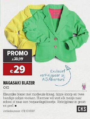 Promoties Nagasaki blazer - Cks - Geldig van 26/03/2014 tot 14/04/2014 bij A.S.Adventure