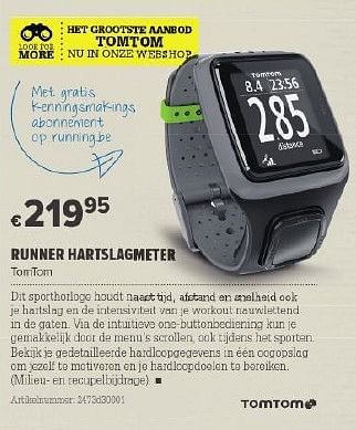 Promoties Rinner hartslagmeter - TomTom - Geldig van 26/03/2014 tot 14/04/2014 bij A.S.Adventure