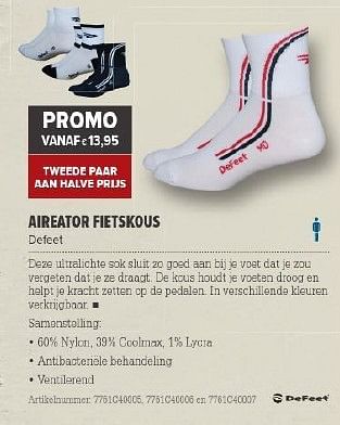 Promoties Aireator fietskous - Defeet - Geldig van 26/03/2014 tot 14/04/2014 bij A.S.Adventure