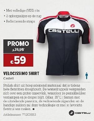 Promoties Velocissimo shirt - Castelli - Geldig van 26/03/2014 tot 14/04/2014 bij A.S.Adventure