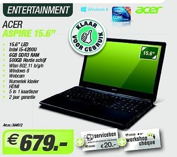 Promoties Acer aspire notebooks entertainment - Acer - Geldig van 28/03/2014 tot 30/04/2014 bij LBCS