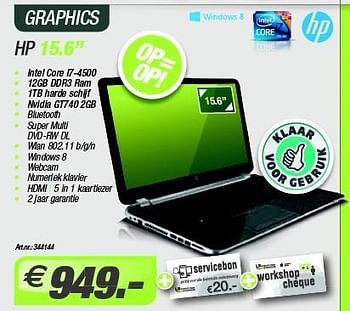 Promoties Hp notebooks graphics - HP - Geldig van 28/03/2014 tot 30/04/2014 bij LBCS