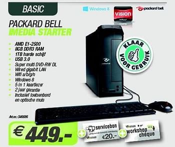 Promoties Packard bell imedia starter basic - Packard Bell - Geldig van 28/03/2014 tot 30/04/2014 bij LBCS