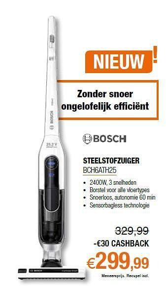 Promoties Bosch steelstofzuiger bch6ath25 - Bosch - Geldig van 01/04/2014 tot 30/04/2014 bij Expert