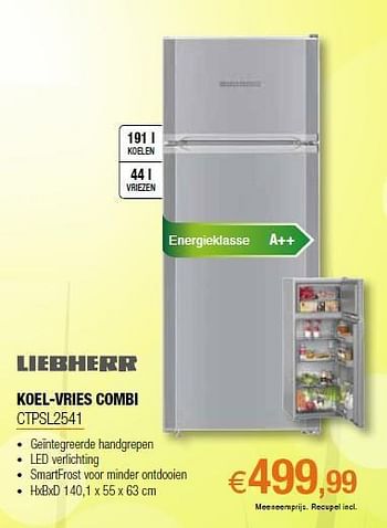 Promoties Liebherr koel-vries combi ctpsl2541 - Liebherr - Geldig van 01/04/2014 tot 30/04/2014 bij Expert
