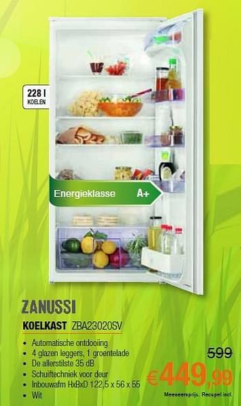 Promoties Zanussi koelkast zba23020sv - Zanussi - Geldig van 01/04/2014 tot 30/04/2014 bij Expert