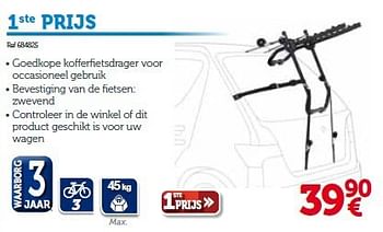 Promoties Goedkope kofferfietsdrager voor occasioneel gebruik - 1ste prijs - Geldig van 01/04/2014 tot 31/03/2015 bij Auto 5