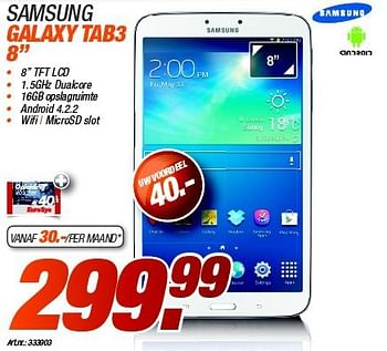 Promoties Samsung galaxy tab3 8 - Samsung - Geldig van 01/04/2014 tot 30/04/2014 bij Auva