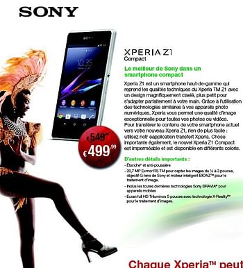 Promotions Sony xperia z1 compact - Sony - Valide de 01/04/2014 à 30/04/2014 chez The Phone House