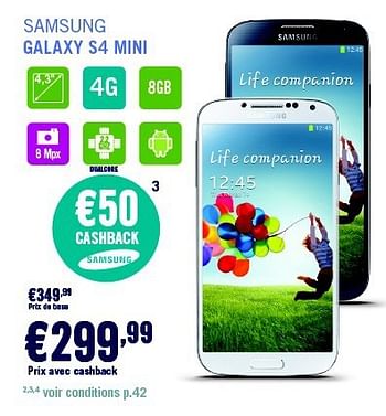 Promotions Samsung galaxy s4 mini - Samsung - Valide de 01/04/2014 à 30/04/2014 chez The Phone House
