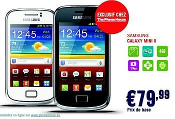 Promotions Samsung galaxy mini ii - Samsung - Valide de 01/04/2014 à 30/04/2014 chez The Phone House