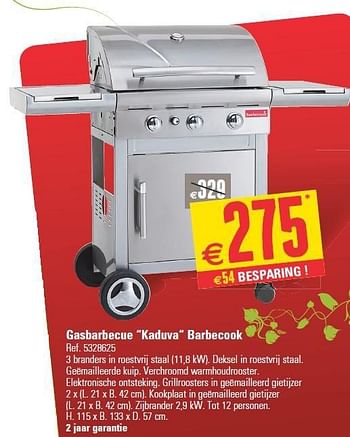 Promoties Gasbarbecue kaduva barbecook - Barbecook - Geldig van 16/04/2014 tot 28/04/2014 bij Brico