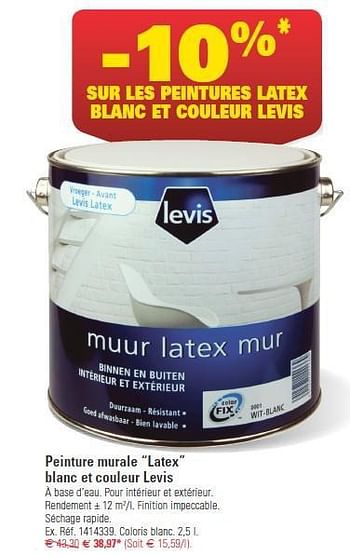 Promotions Peinture murale latex blanc et couleur levis - Levis - Valide de 16/04/2014 à 28/04/2014 chez Brico