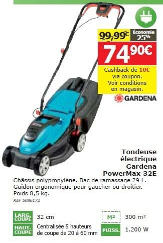 Promotions Tondeuse électrique gardena powermax 32e - Gardena - Valide de 23/04/2014 à 12/05/2014 chez BricoPlanit