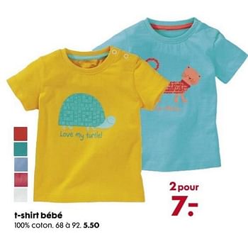 Promotions T-shirt bebe - Produit maison - Hema - Valide de 23/04/2014 à 20/05/2014 chez Hema
