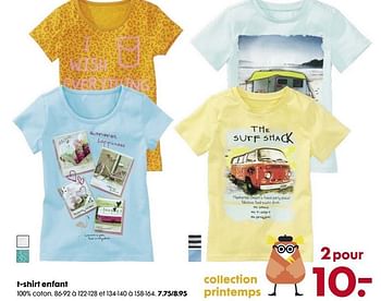 Promotions T-shirt enfant - Produit maison - Hema - Valide de 23/04/2014 à 20/05/2014 chez Hema